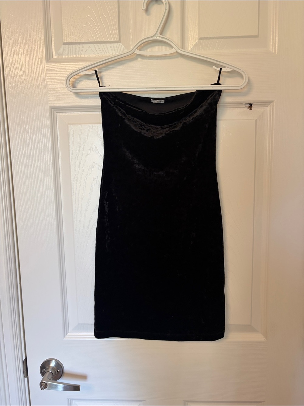 Garage Black Velvet Strapless Mini Dress